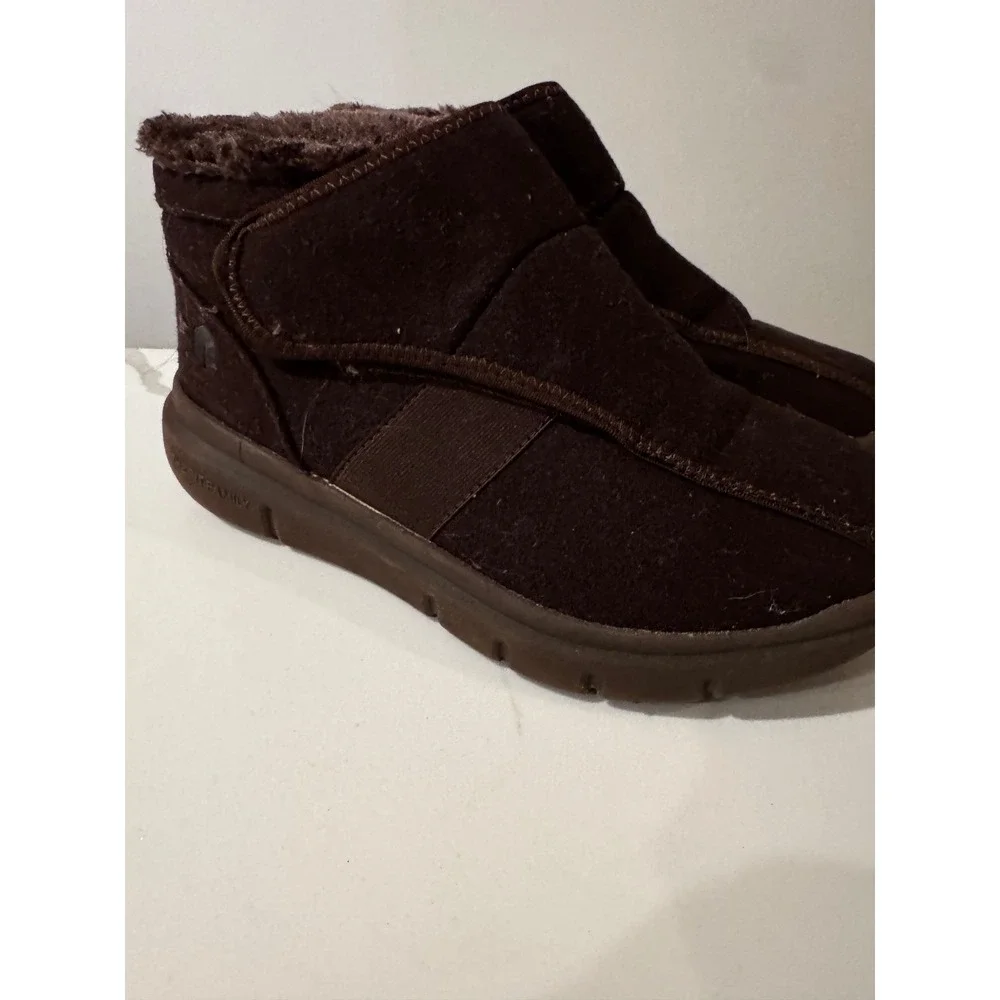 FitVille Women's Dark Brown Fur Lined Ankle  Slip On Boots Size 10EW‎